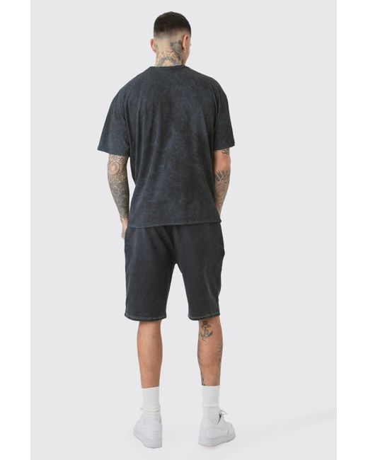Boohoo Black Tall Oversized Dept T-shirt In Acid Wash Grey