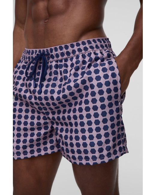 BoohooMAN Kurze Badehose mit Print in Blue für Herren