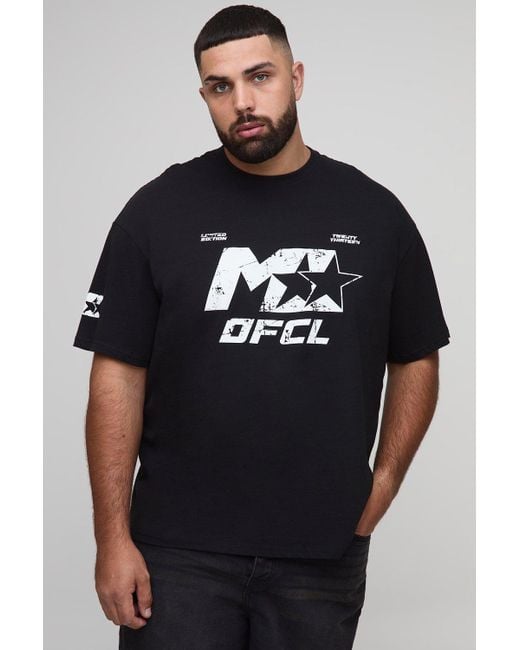 BoohooMAN Black Plus Oversized Boxy M Star Graphic T-Shirt for men