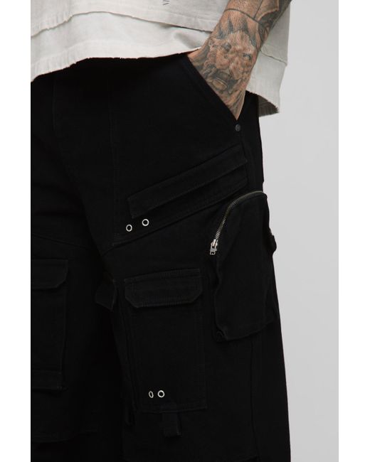 BoohooMAN Tall lockere Cargo-Jeans in Black für Herren