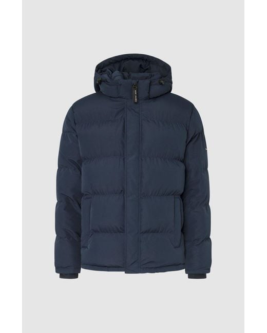 BoohooMAN Blue Pepe Jeans Tobias Large Baffle Hooded Jacket Navy for men