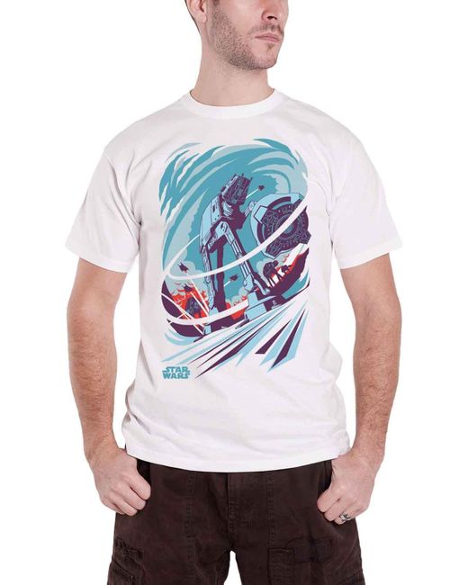 BoohooMAN White Star Wars At-at Empire Strikes Back T Shirt for men