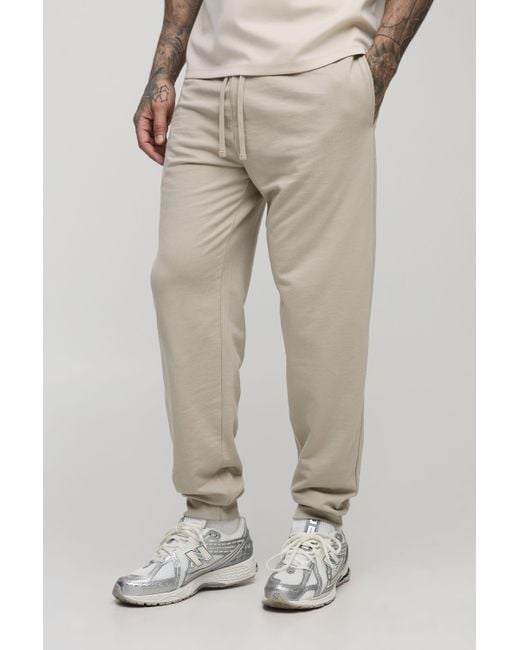 BoohooMAN Natural Tall 260Gsm Loopback Regular Fit Basic Sweatpants for men