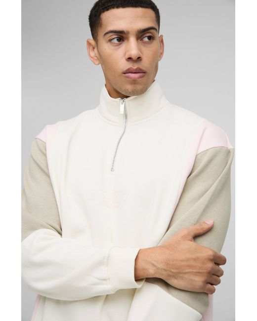 Sudadera Oversize Man Con Colores En Bloque Boohoo de color White
