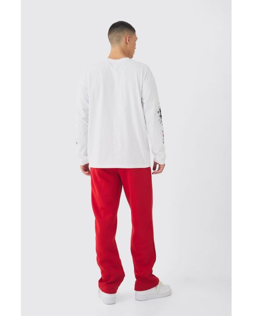 BoohooMAN Red Relaxed Fit Ofcl Gusset Jogger for men