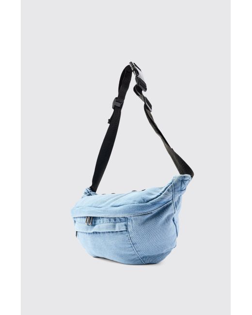 BoohooMAN Blue Denim Sling Bag for men