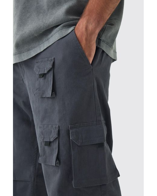 BoohooMAN Plus lockere Cargo-Hose mit geteiltem Saum in Blue für Herren