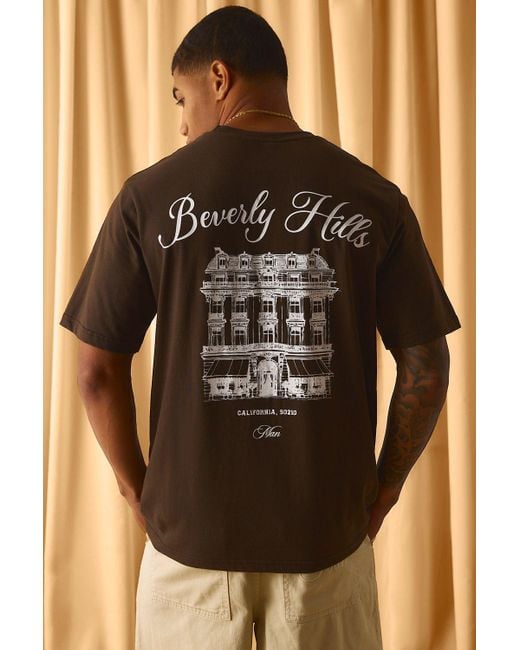 BoohooMAN Black Regular Beverly Hills Printed T-Shirt for men