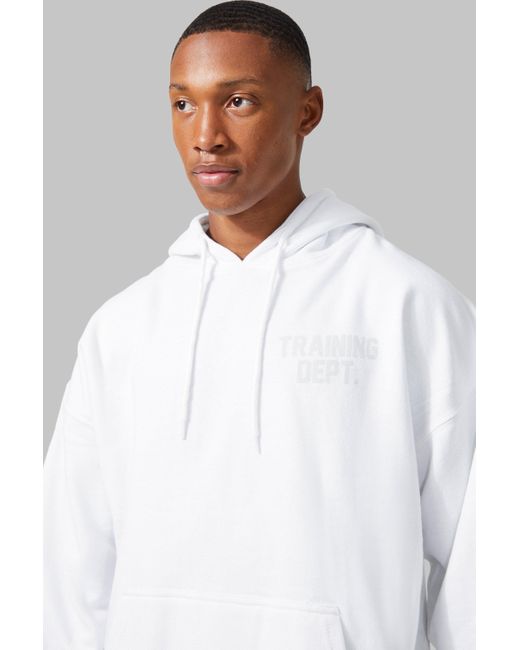 BoohooMAN White Man Active Oversized Training Dept Hoodie for men
