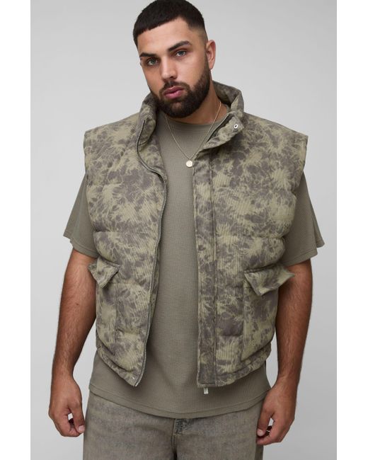 Boohoo Women's Green Plus Washed Cord Oversized Funnel Neck Gilet