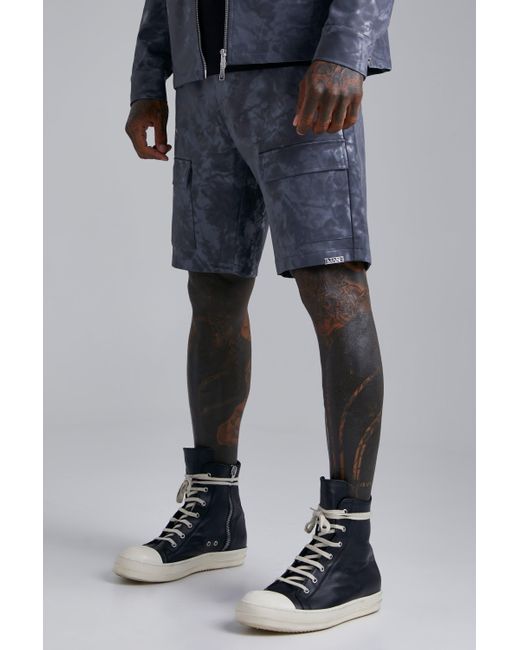 Boohoo Denim High Shine Cargo Pocket Shorts in Grey (Gray) for Men