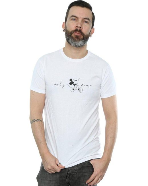 BoohooMAN White Disney Mickey Mouse Whistle T-shirt for men