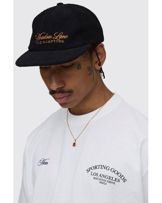Boohoo White Hamptons Embroidered Cord Cap