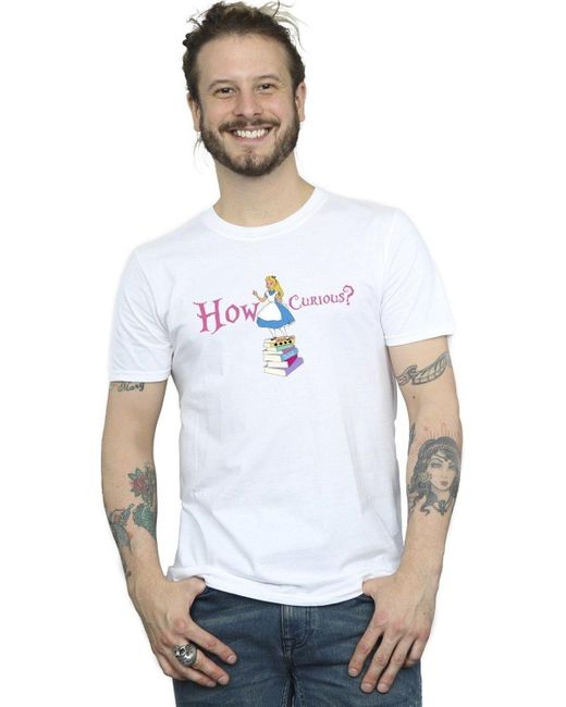 BoohooMAN White Disney Alice In Wonderland How Curious T-shirt for men