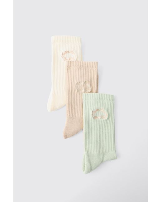 BoohooMAN 3er-Pack gestreifte Official Man Sport-Socken in White für Herren