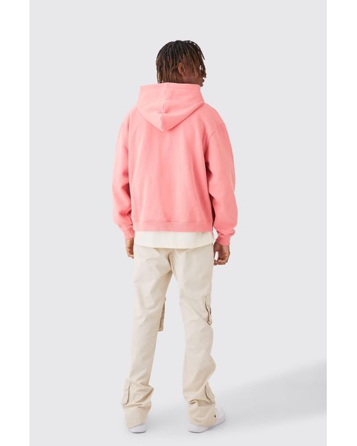 BoohooMAN Pink Tall Oversized Boxy Zip Through Hoodie for men