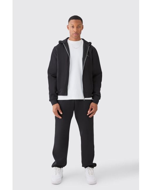 BoohooMAN Blue Signature Oversized Boxy Zip Through Hooded Tracksuit for men