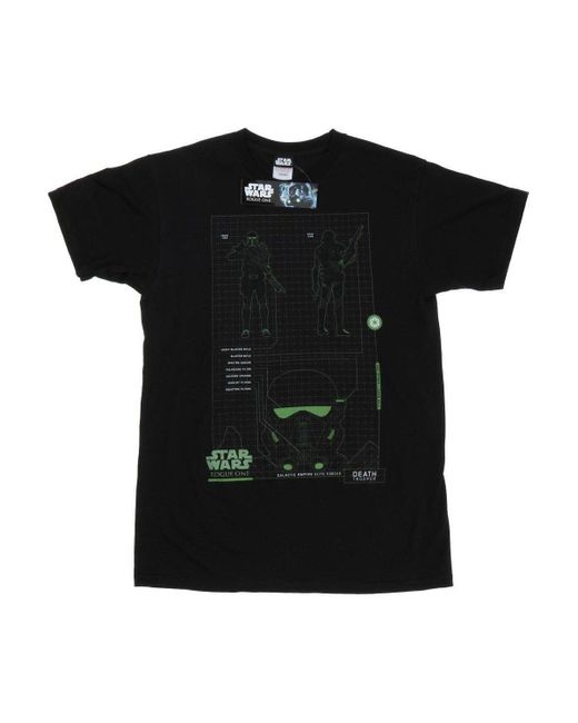 BoohooMAN Black Star Wars Rogue One Death Trooper Schematic T-shirt for men