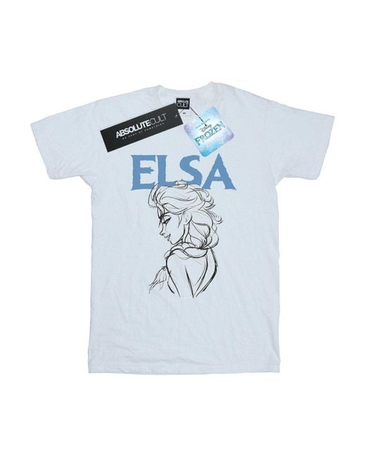 BoohooMAN White Disney Frozen Elsa Profile Sketch T-shirt for men