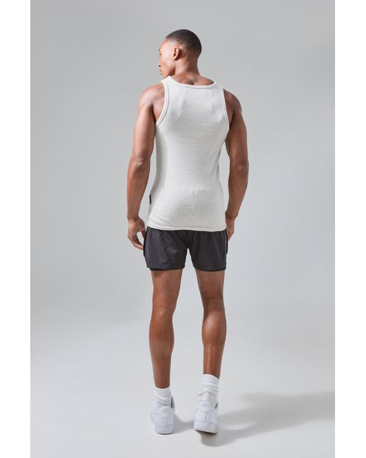 BoohooMAN Man Active Gym Muscle Fit Ribbed Vest in White für Herren