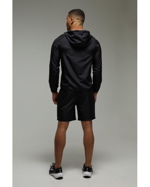 BoohooMAN Black Training Dept Woven Short Tracksuit for men