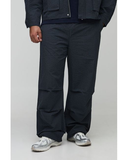 Boohoo Blue Plus Parachute Flannel Ripstop Trouser
