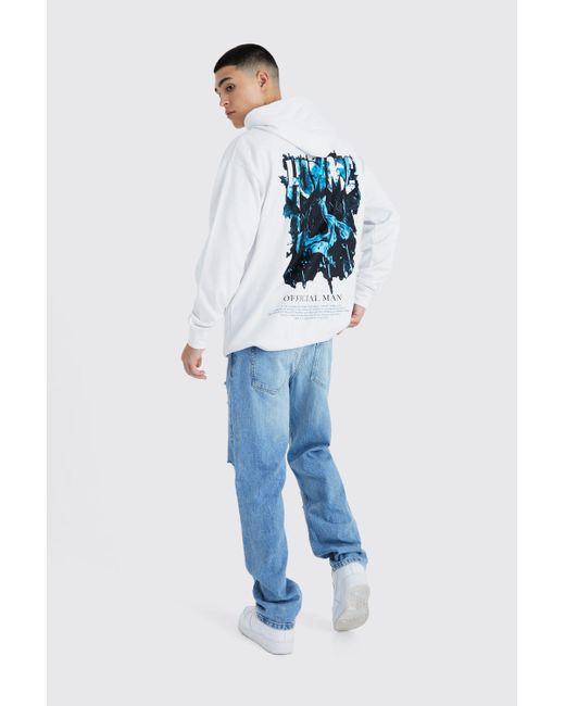 oversized bleach tie dye skull graphic hoodie