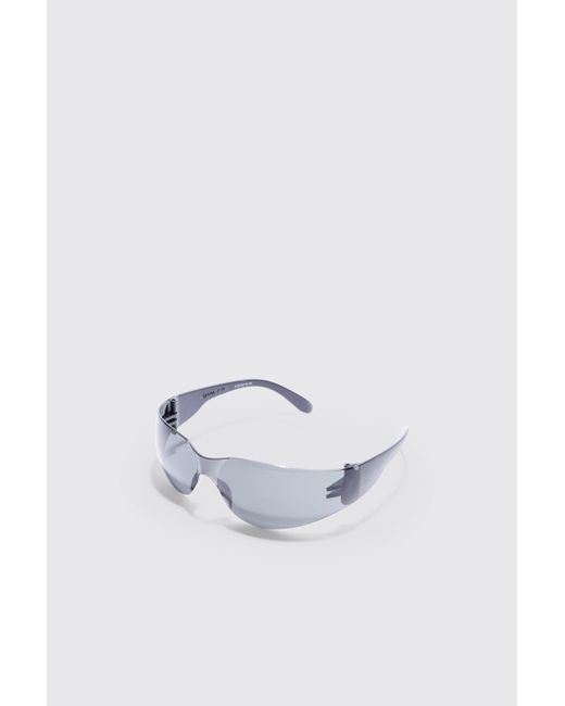 BoohooMAN Frameless Plastic Sunglasses In Black in Blue für Herren