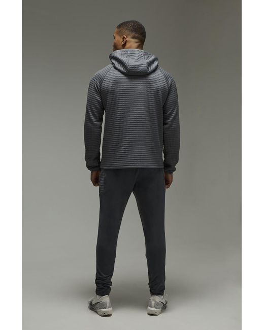 BoohooMAN Gray Active Quilted Hoodie And Tapered Jogger Tracksuit for men