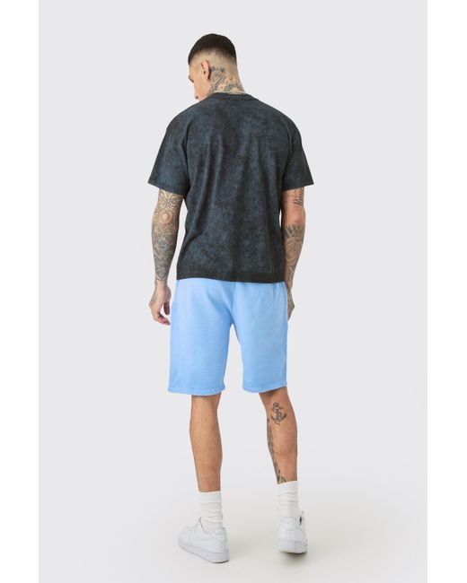BoohooMAN Tall Oversized Dream Worldwide Shorts In Blue for men