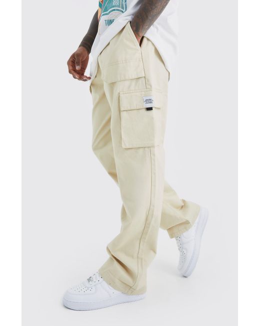 Boohoo White Elasticated Waist Relaxed Fit Buckle Cargo Jogger