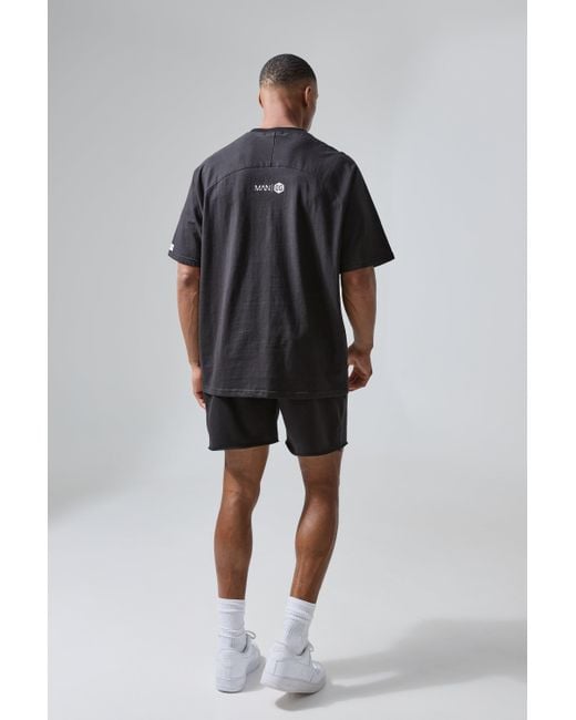 BoohooMAN Man Active X Og Gym Oversized Raglan T-shirt in Gray für Herren
