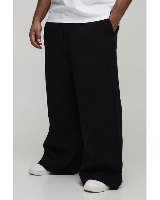 Plus Basic Extreme Wide Leg Joggers Boohoo de color Black