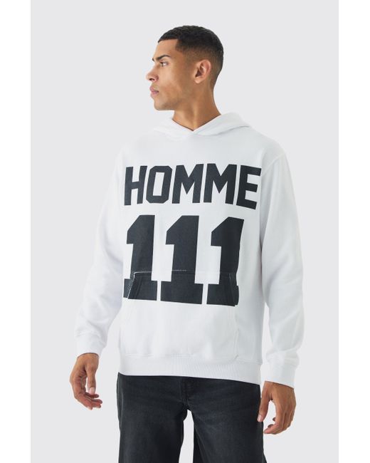 BoohooMAN 111 Homme Print Hoodie in White for Men Lyst