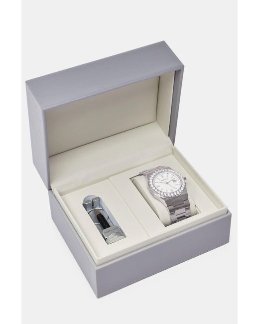 BoohooMAN Gray Cernucci Cernucci Iced Bezel Watch for men