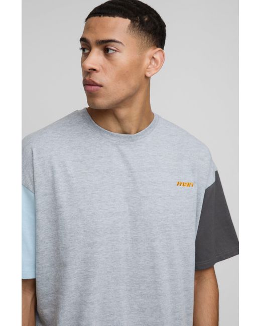 Camiseta Oversize Man Con Colores En Bloque Boohoo de color White