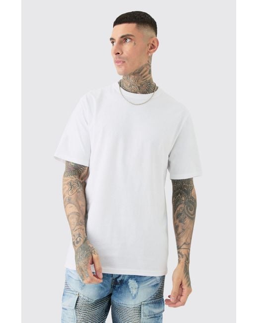 BoohooMAN Tall Drippy Teddy Back Graphic T-shirt In White für Herren