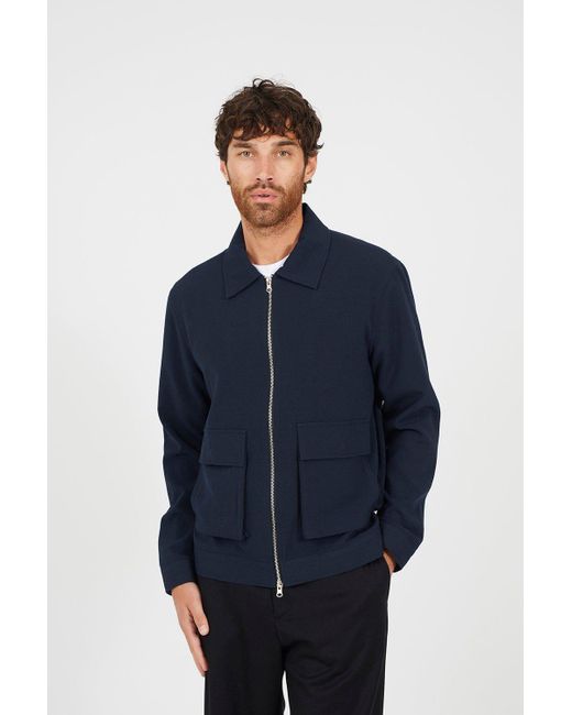 BoohooMAN Blue Brave Soul Patch Pocket Harrington Jacket for men