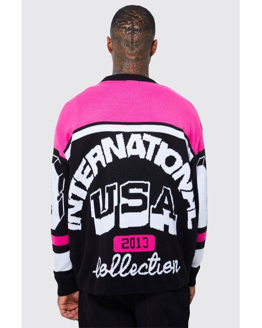 Boohoo Moto Season Open Cuff Knitted Jumper in Pink for Men | Lyst