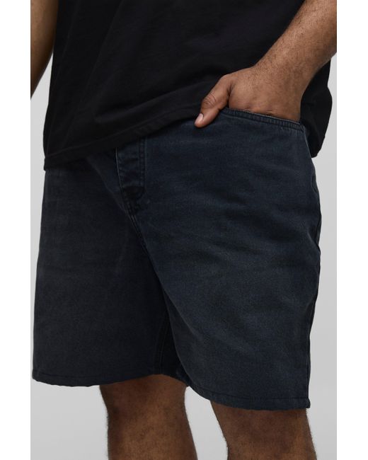 BoohooMAN Plus lockere Jeansshorts in Black für Herren