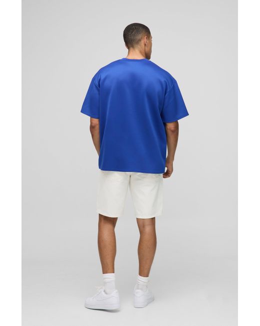 BoohooMAN Blue Oversized Creative Dept Scuba Printed T-shirt for men