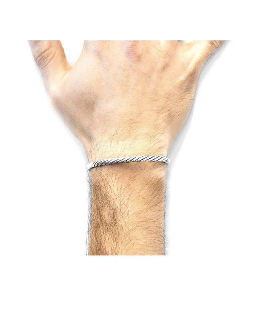 BoohooMAN Metallic Anchor & Crew Haden Half Rope Wayfarer Silver Bangle for men
