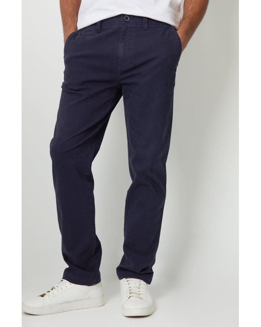 BoohooMAN Blue Threadbare 'ravello' Straight Leg Canvas Trousers With Stretch for men
