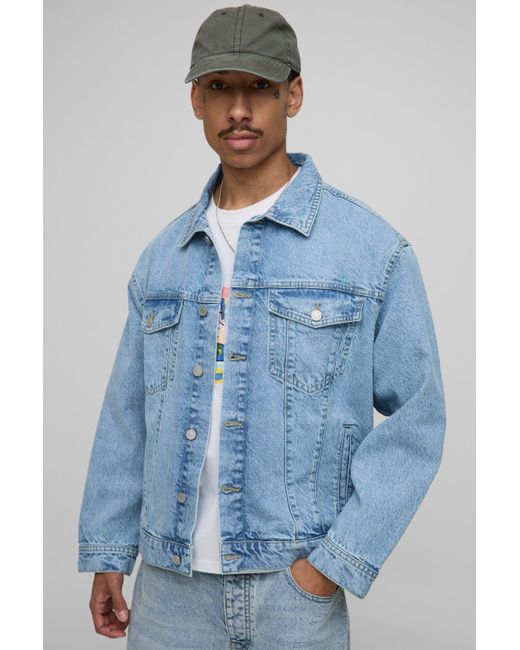 BoohooMAN Blue Regular Jean Jacket for men