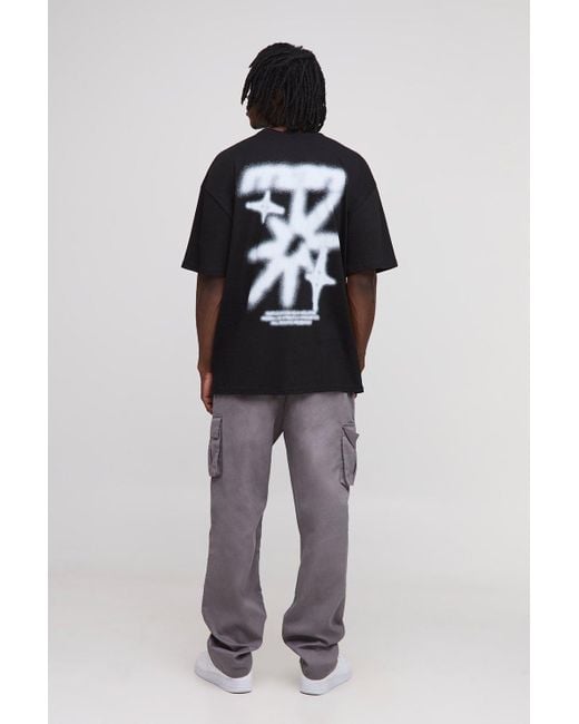 BoohooMAN Gray Tall Fixed Waist Relaxed Fit Cargo Pants With Tab for men