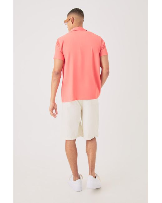 BoohooMAN Short Sleeve Satin Shirt in Pink für Herren