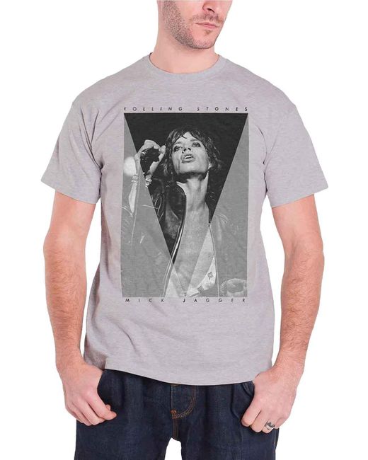 BoohooMAN Gray The Rolling Stones Mick jagger Photo T Shirt for men