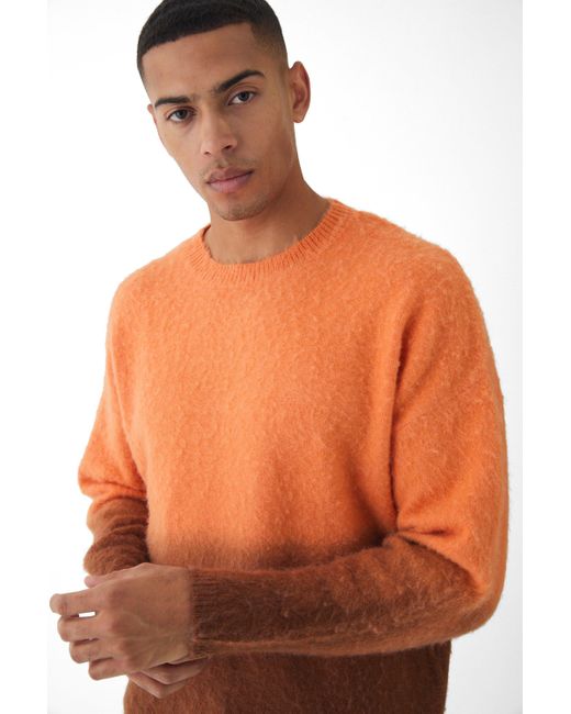 BoohooMAN Oversized Boxy Brushed Dip Dye Knitted Jumper in Orange for Men Lyst UK