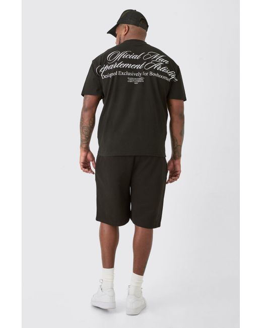 BoohooMAN Black Plus Oversized Fit Official Jersey Shorts for men