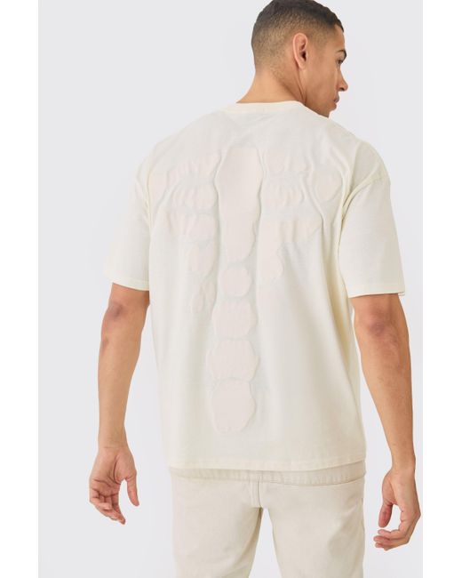 Boohoo White Oversized Skeleton Back Puff Print Print T-shirt